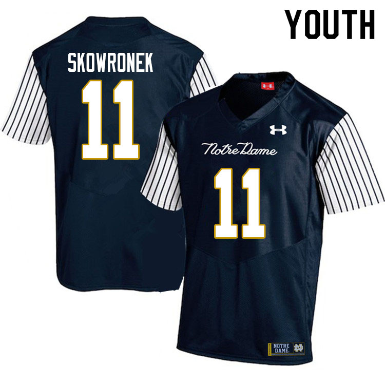 Youth NCAA Notre Dame Fighting Irish #11 Ben Skowronek Stitched College Under Armour Authentic Navy Alternate Football Jersey HD10J60QL